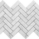 White Carrara Marble Mosaic Tile, Marble Tile 1x3 Herringbone Polished for Kitchen Backsplash Bathroom Wall & Floor Tile 5 Sheets/Box