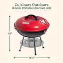 Cuisinart 14" Portable Charcoal Grill, Tabletop Outdoor Small Grill with Locking Lid and Dual Vents, Chrome Plated Travel Size BBQ Perfect for Camping, Tailgates, Cookouts, Red