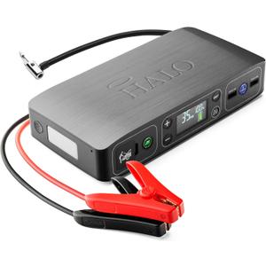 HALO Bolt Air 58830 Portable Car Battery Jump Starter | 100 PSI Air Compressor, 58.8Wh USB Power Bank, Emergency Floodlight & Charger, Jumps Cars SUVs & Trucks, Inflates Tires, TSA Approved  Gray (Grey)