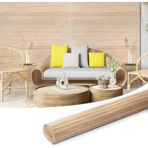 Art3d 48 x 96 Inch Natural Bamboo Wall Panel for Interior Wall Decor, Flexible Pole Wrap Wainscoting Wall Cladding Paneling for Living Room, Bedroom, Office, Kitchen Island, Light-carbonized