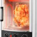 Nutrichef Vertical Countertop Oven with Rotisserie, Bake, Broil, & Kebab Rack Functions - Adjustable Settings - 2 Shelves - 1500W - Thanksgiving Turkey - Includes Grill, Kebab skewer racks & bake pan (Matte Black)