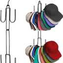 Hat Organizer for Closet, Collapsible Metal Cap Rack with 360 Rotating Hooks, Space Saving Hat Hanger Holds 40+ Baseball Caps Holder for Wall, Door or Closet Display
