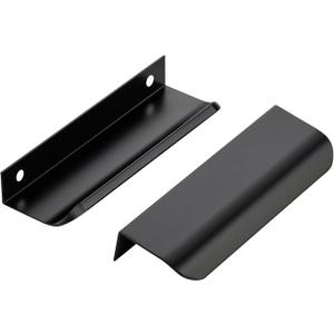 Ravinte Hardware 10 Pack Black Cabinet Handles, 4.75 Inch (120mm) Finger Edge Pulls, 3.75 Inch Hole Center, Finger Pulls for Cabinets