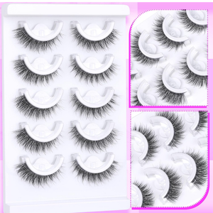 False Lashes Natural Look Wispy Faux Mink Lashes Fluffy 35-4 8Pcs