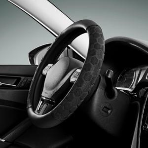 PIC AUTO Massage Steering Wheel Cover, Black Football Pattern Material Spliced Leather Car Steering Wheel Protector, Car Interior Accessories, Universal Fit 14.5"-15.5" for Cars, Trucks, Van, SUV