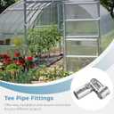 10 Pcs Tee Pipe Fittings, Adjustable 2-Way Pipe Connectors, Two Port T Pipe Fence Clamps, Modular Pipe Fittings with Bolts, Nuts, and Wrench, Fit for OD 0.98" Stainless Steel Pipes