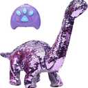 Dinosaur Toys for Girls - Sequin Walking Dinosaur Toy with Remote, Roar, Sing, Walk, and Repeat Features, Dinosaur Toy Gift for Kids, Toddlers, Birthday, Christmas, Easter (Purple)