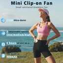 Portable Clip-On Fan, Mini USB Rechargeable 360 Rotatable Fan, 3-Speed Silent Mini Bladeless Fans (Light Pink)