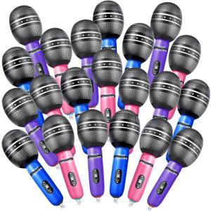 Sumind 30 Pcs Inflatable Microphones 9.4 Inch Blow up Plastic Fake Microphone Props Toys for Karaoke Musical Concert 80s 90s Singer Birthday Party Cosplay Stage Decoration Supplies(Vibrant Color)