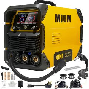 160A 4-in-1 AI Welding Machine: Dual Voltage 110V/220V Gas MIG/Flux Core/Lift TIG/Stick Welder  Smart Synergic Control IGBT Inverter HD LED Display for Home Repair Auto Restoration Metal Fabrication