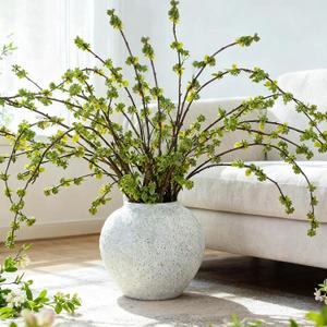 Zeyune 10 Pcs Artificial Branches with Green Buds 40" Evergreen Faux Plastic Plant Stem Picks Sprigs for Vase DIY Home Office Wedding Party Indoor and Outdoor Spring Decor, No Vase (Regular Style)
