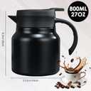 27 oz Single Stainless Steel Thermal Coffee Carafe, Double Wall Vacuum Insulated Creamer Container, Beverage Dispenser for Milk and Hot Chocolate, Tea Pot. (Black)