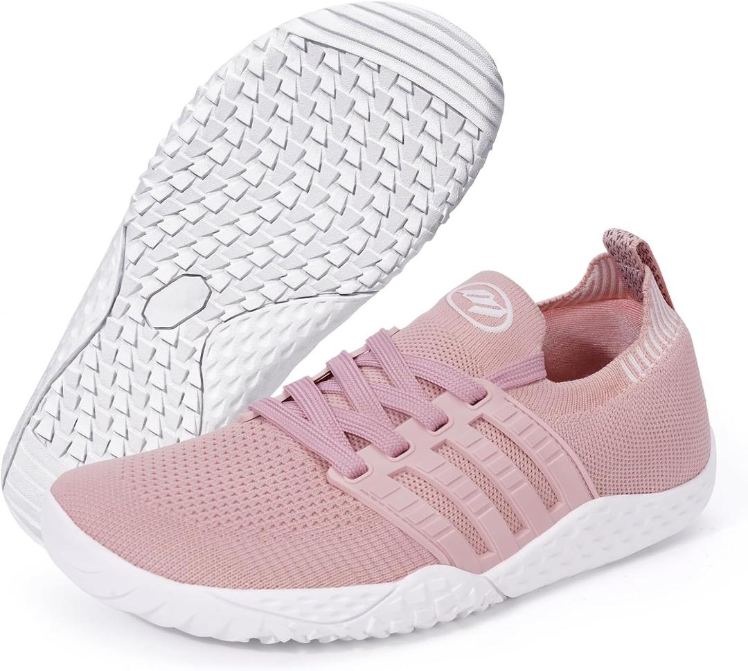 Hike Barefoot Shoes Wide Toe Box Shoes for Women Men Footwear, Minimalist Zero Drop Non-Slip Walking Sneakers, Lightweight Comfortable Casual Shoe Training Running Gym Fashion Sneakers (10.5 Women/9.5 Men, A1-pink)