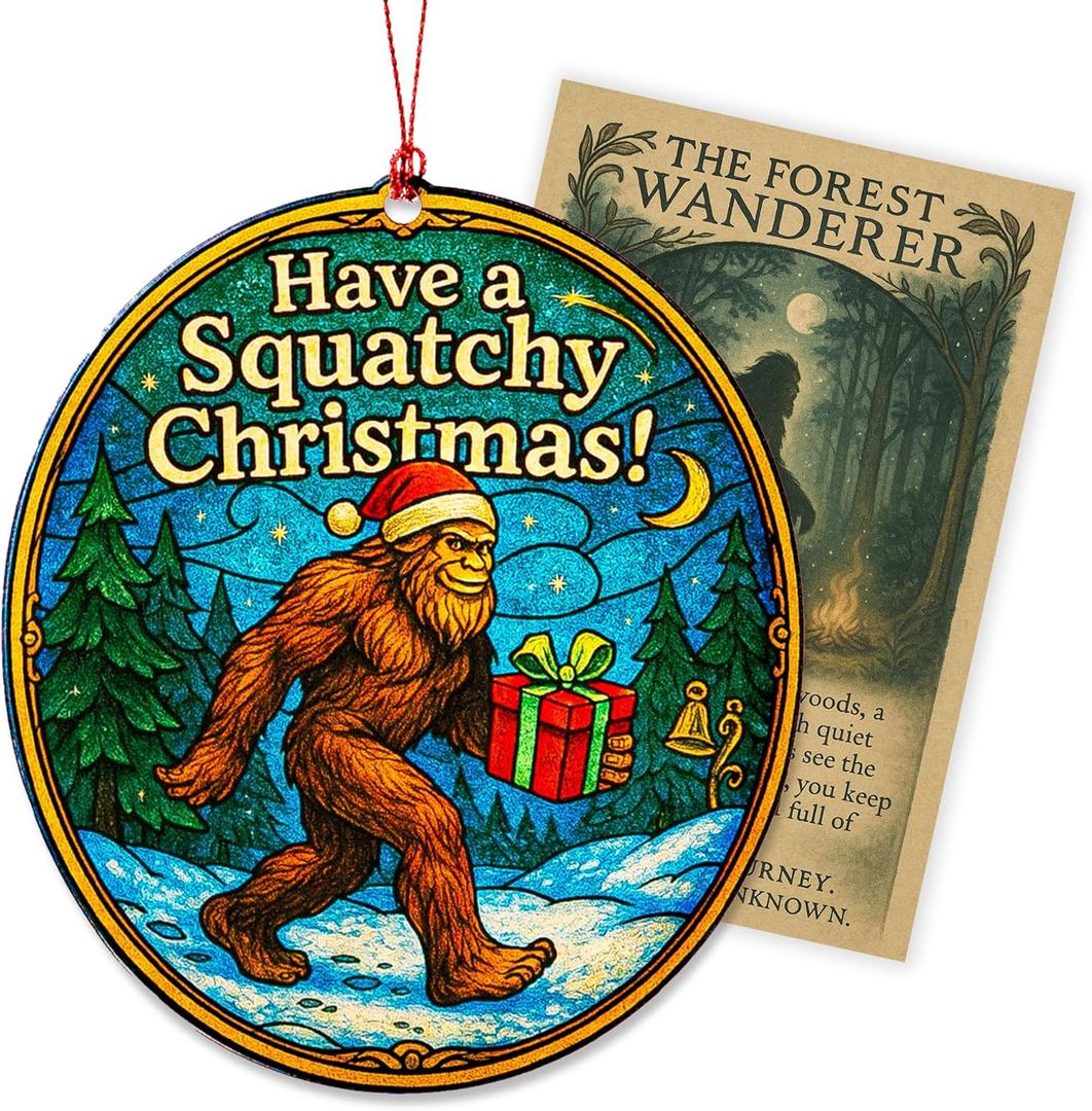 2 x Funny Christmas Ornaments - Bigfoot Gift - Big Foot Sasquatch Gift - Sasquatch Gifts - Bigfoot Ornament - Christmas Ornaments 2025 - White Elephant Gifts - Xmas Tree Funny Decoration (B2)