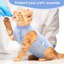 SAWMONG Cat Surgery Recovery Suit,Breathable Cat Onesie After Surgery Spay Surgical,E-Collar Alternative Non-Lick Pet Body Suit Blue M