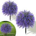 Dolicer 2 Sets Artificial Topiary Ball Trees for Outdoor, 22Inches Lavender Fake Bushes Plants with Ground Spike, Large UV Resistant Artificial Shrubs for Garden Front Yard Porch Patio Home Decor