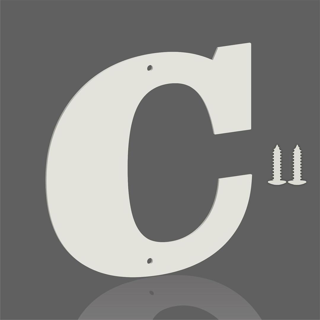 6 Inch White Metal Letters, Modern Metal House Address Letters and Numbers for Outside Signs, Outdoor Mailbox Numbers, for Door, Apartment, Office, Home Use(Letter C)