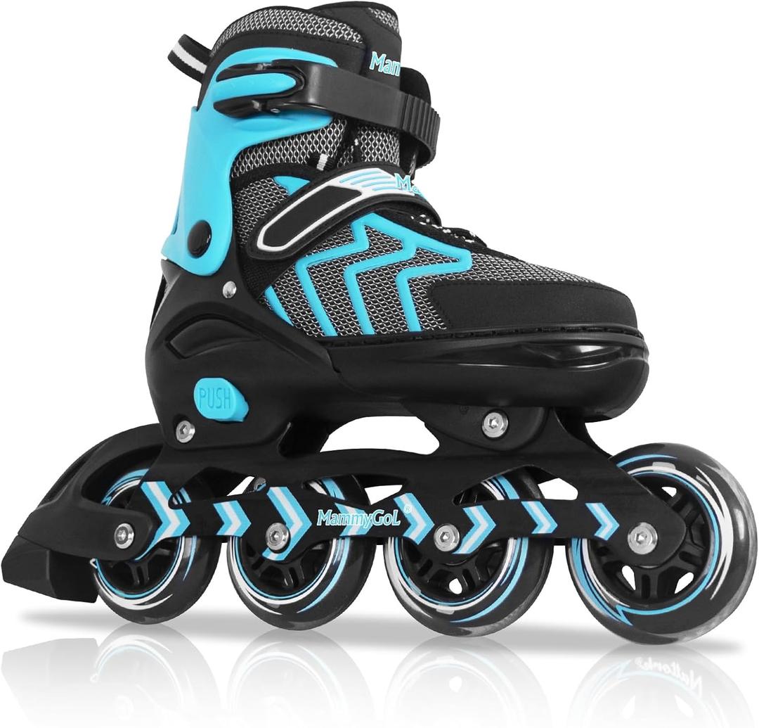 MammyGol Inline Skates for Adults Kids, Adjustable Aggressive Durable Roller Skates with Giant Wheels, High Performance Skates for Men Women Boys Girls (Big Kid (3-6 US))