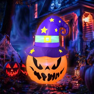 PRESENCE 5FT Halloween Decorations Outdoor - Halloween Inflatables Pumpkin with Build-in LED Lights Blow Up Pumpkin for Halloween Party Indoor Outdoor Yard Garden