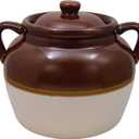 R&M International Traditional Style 4.5-Quart Large Ceramic Bean Pot with Lid, Brown