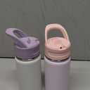 12oz Water Bottle for School, Bottles with Straws, Stainless Steel Vacuum Insulated Water Bottle, Leak-Proof, BPA-Free, Gentle Purple + Luck