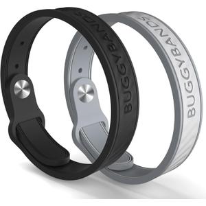 Mosquito Repellent Bracelets, 2 Pack Silicone Mosquito Repellent Bands with DEET Free, Natural & Waterproof Bug Wristbands for Kids and Adults, Outdoor Traveling Protection (Black&Grey)