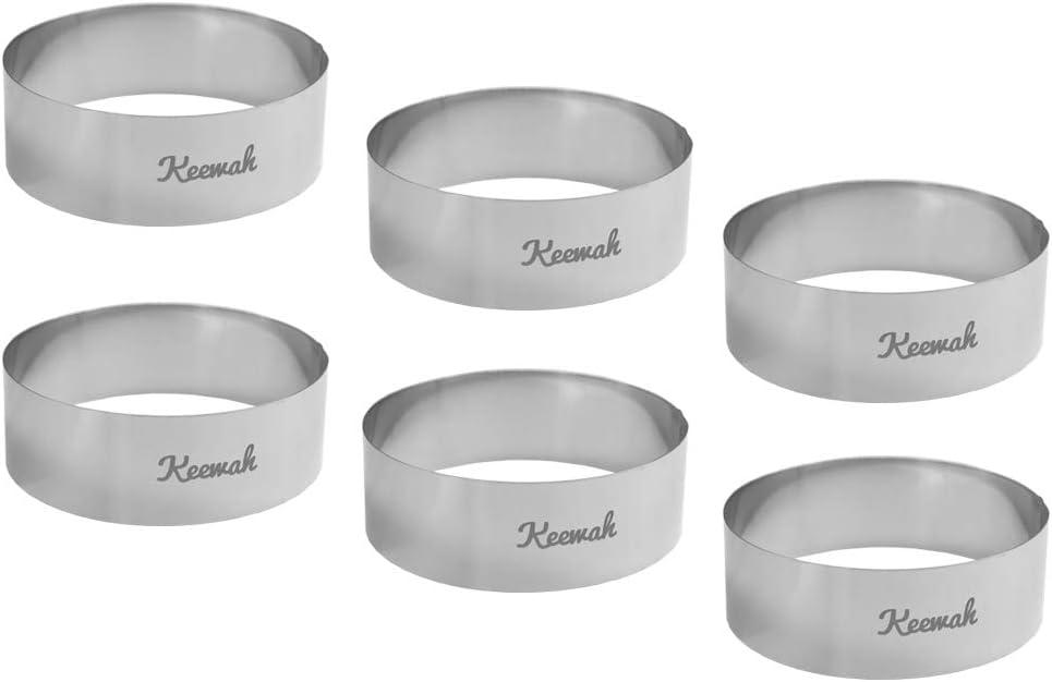 Keewah 4.5 inch Large Burger Ring - 6 Piece - Stainless Steel