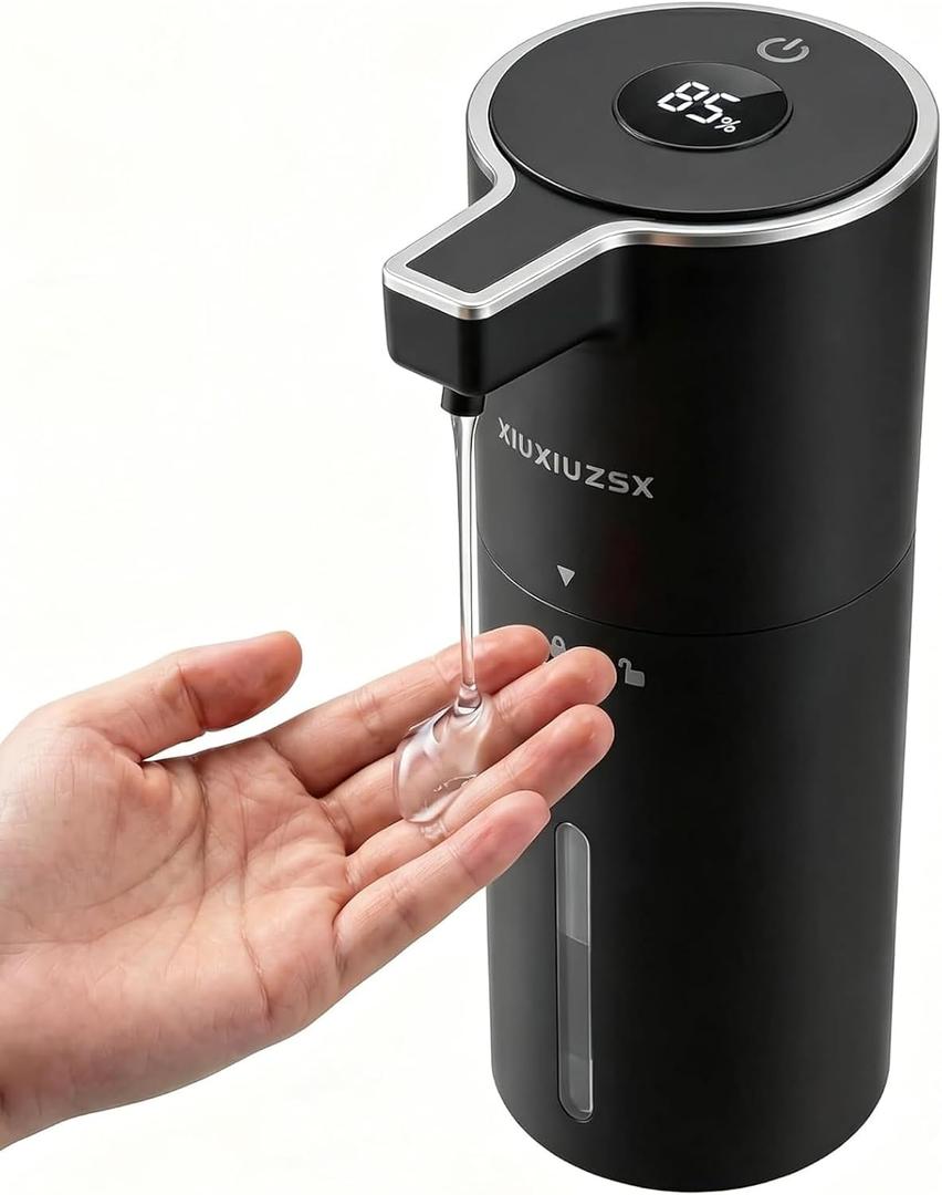 Touchless Automatic Liquid Soap Dispenser | USB Rechargeable Wall Mount 400ml Waterproof Sensor Foam Hand Soap Dispenser for Bathroom Kitchen Kids Black