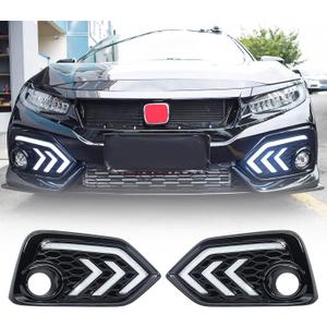 Daytime Running Lights Compatible with Honda Civic Hatchback 2017-2019, LED DRL Assembly Driving Lamp Kit with Turn Signal Lights