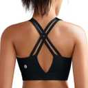 RUNNING GIRL Sports Bra for Women High Support, Molded Cup High Impact Sports Bras with Sewn in Pads Strappy Running Bra(3126 Black L)