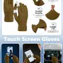 URATOT Winter Warm Sets Knitted Scarf Beanie Pompom Hat Touch Screen Gloves and Winter Ear Warmer Set for Men or Women (Brown)