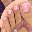 GLAMERMAID Press on Toenails Short, Spring Summer Hot Pink Ombre Gel Glue on Toe Nails, Glossy Toe Nails Reusable UV Finish Fake Nails Acrylic False Nails Manicure Kits for Women, Set of 3
