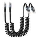 USB Type C Charger Cable Fast Charging, [2-Pack, 3ft] Coiled USB A to Type C Charger Cord for Car USB-C Cable Compatible with iPhone 17/16/15/Plus/Pro/Pro Max/Samsung Galaxy A10e A20 A50 S20 S10E