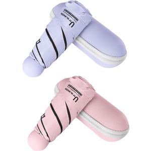 BAODINI Travel Mini Umbrella for Purse With Case Small Compact UV Sun Protection Sun Lightweight Tiny Pocket Umbrella for Women Kids and Men (2 Pack Pink & Purple)