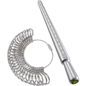 Meowoo Ring Sizer Measuring Tool Set, Metal Ring Guage for Ring Measurer, Integrated Conical Solid Ring Mandrel Sizer Tools for Ring Repair and Measurement, Jewelry Sizing Measuring, Pro 2 pcs