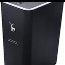 Trash Can with Lid, 15L Garbage Can with Press Spring Cover, Modern Waste Basket Portable Dustbins Narrow Waste Bin for Kitchen Bedroom Bathroom Living Room Office, Deer Style Black