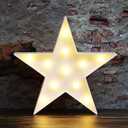 LED Marquee Star Sign Night Light, Battery Operated Star Shaped Desk Table Lamp for Kids, Baby, Child, Girl Gift, Nursery Room, Wall Decor (White)