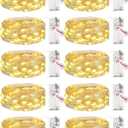 10 PackFairy Lights Battery Operated with Timer, 7FT 20LED String Lights Waterproof Silver Wire Fairy Light Battery Powered Twinkle Lights for Bedroom Christmas Wedding Indoor Party Decor Warm White