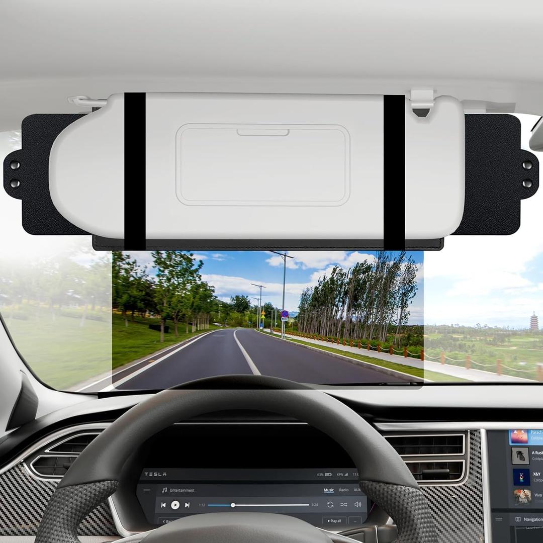 Veharvim Sun Visor Extender for Car with 2 Side Sunshade,(Polarized, UV400, Hook&Loop, Pc Lens), Visor Extender Attachment for Car Visor, Anti-Glare for Safe Driving