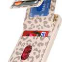for iPhone 12 Mini Case with Card Holder for Women, for iPhone 12 Mini Phone Case Wallet with Strap Credit Card Slots Crossbody with Kickstand Zipper Case - Rice Leopard
