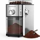Flat Burr Coffee Grinder Electric,Adjustable Coffee Grinder for Home Use, Burr Mill Grinder with 17 Levels, Large Bean Hopper & Removable Container, silver