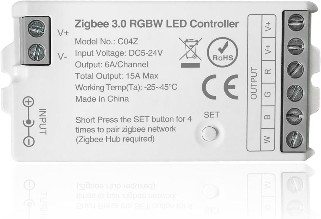 ZigBee 3.0 LED Controller C04Z RGBW LED Strip Bulb Dimmer Compatible with Echo Plus Philip H-UE Home-kit Zigbee Hub Bridge Required DC5-24V