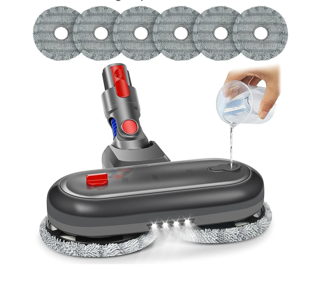 Mop Head Attachments for Dyson V7 V8 V10 V11 V15 Series Vacuum Cleaner, Electric Wet & Dry Mop Head Replacement for Hard Floor + 6 Pack Mop Pads + 1 Measuring Cup