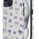 Compatible with iPhone 14 Plus,Anti-Scratch Frosted Case Cover,Blue Coastal Food Sea Summer