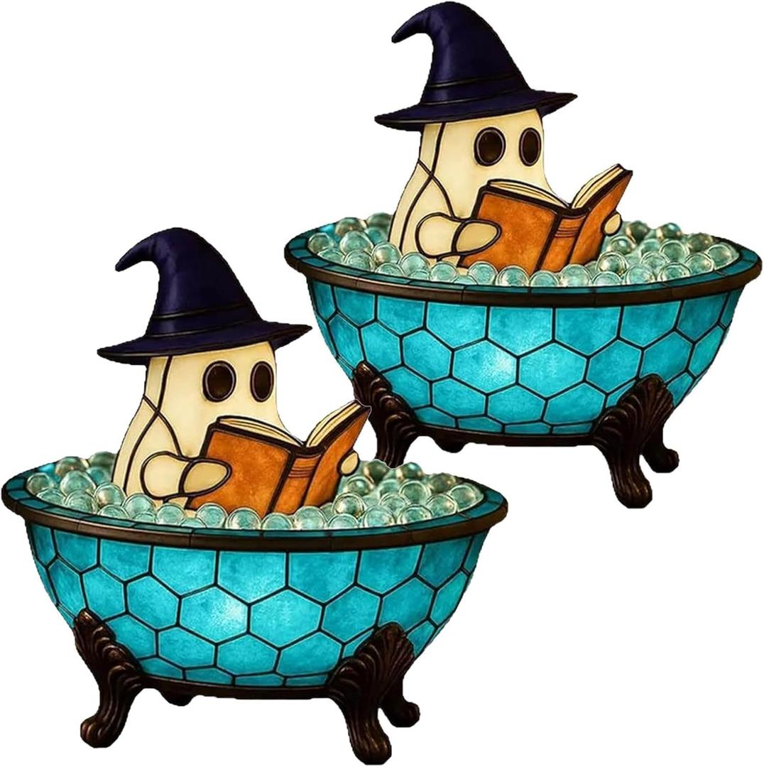 Halloween Ghost Bubble Bath Lamp  Cute Spooky LED Night Light for Bathroom, Bathtub, or Halloween Party Dcor (2Pack)