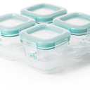OXO Tot Glass Baby Blocks Food Storage Containers, Teal, 4 oz