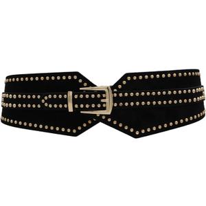 ZYALTFDC Women Wide Elastic Belts Chunky Stretchy Thick Belts for Women Dress Retro Cinch Girdle Vintage Waistband (Suit for waist size 28"-35.5", Black)