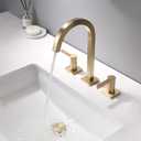 Brushed Gold Bathroom Faucets, 8 Inch Brass Widespread Bathroom Sink Faucet 3 Holes, Two Handles Sink Faucet with Metal Pop-Up Drain & CUPC Supply Lines, for Gold Vanity RV (Brushed Gold (Height 10.94 in))