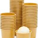 Juvale 50 Pack Brown Paper Ice Cream Cups, Disposable Dessert Bowls for Sundae Bar, Frozen Yogurt (5 ounces)