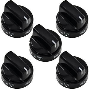 WB03X24759 Range Surface Burner Knob Gas Control Assembly Black Compatible with GE Stove Knob Replace 4454960, AP6030811, PS11762250, EAP11762250 (5PCS)